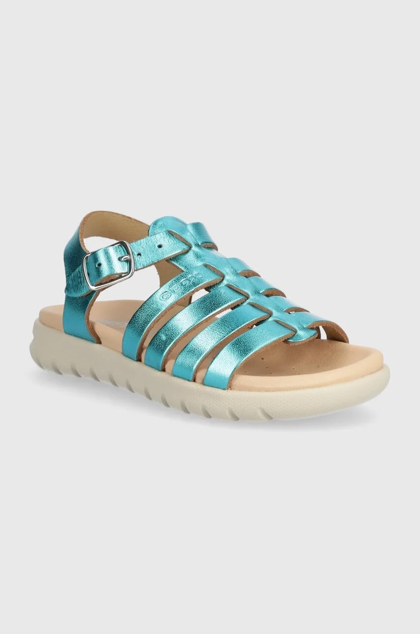 Детские кожаные сандалии SANDAL SOLEIMA бирюзовые для девочек