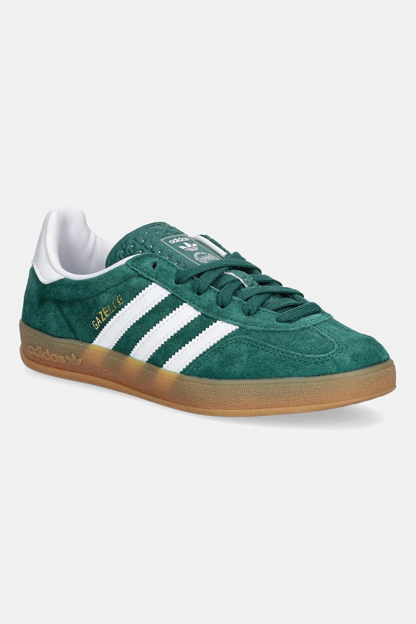 Детские замшевые кроссовки GAZELLE INDOOR зеленые для мальчиков