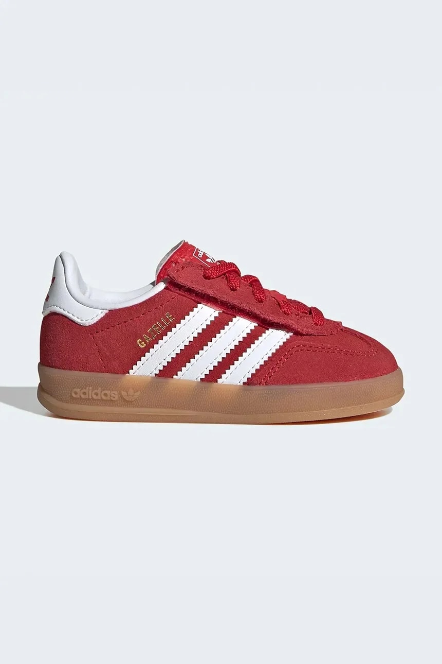 Детские замшевые кроссовки GAZELLE INDOOR красные для мальчиков