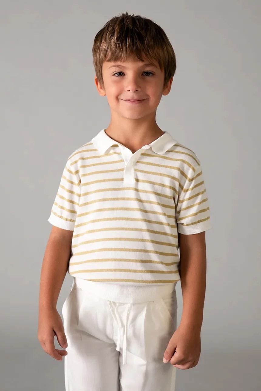 Детское поло бежевое для мальчиков