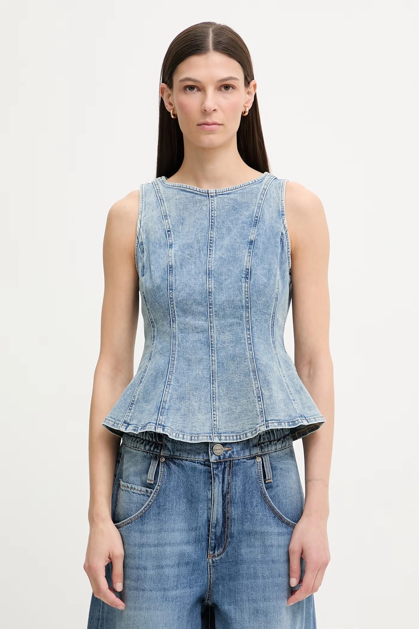 Женская джинсовая блузка PEPLUM СО ШВАМИ DENIM