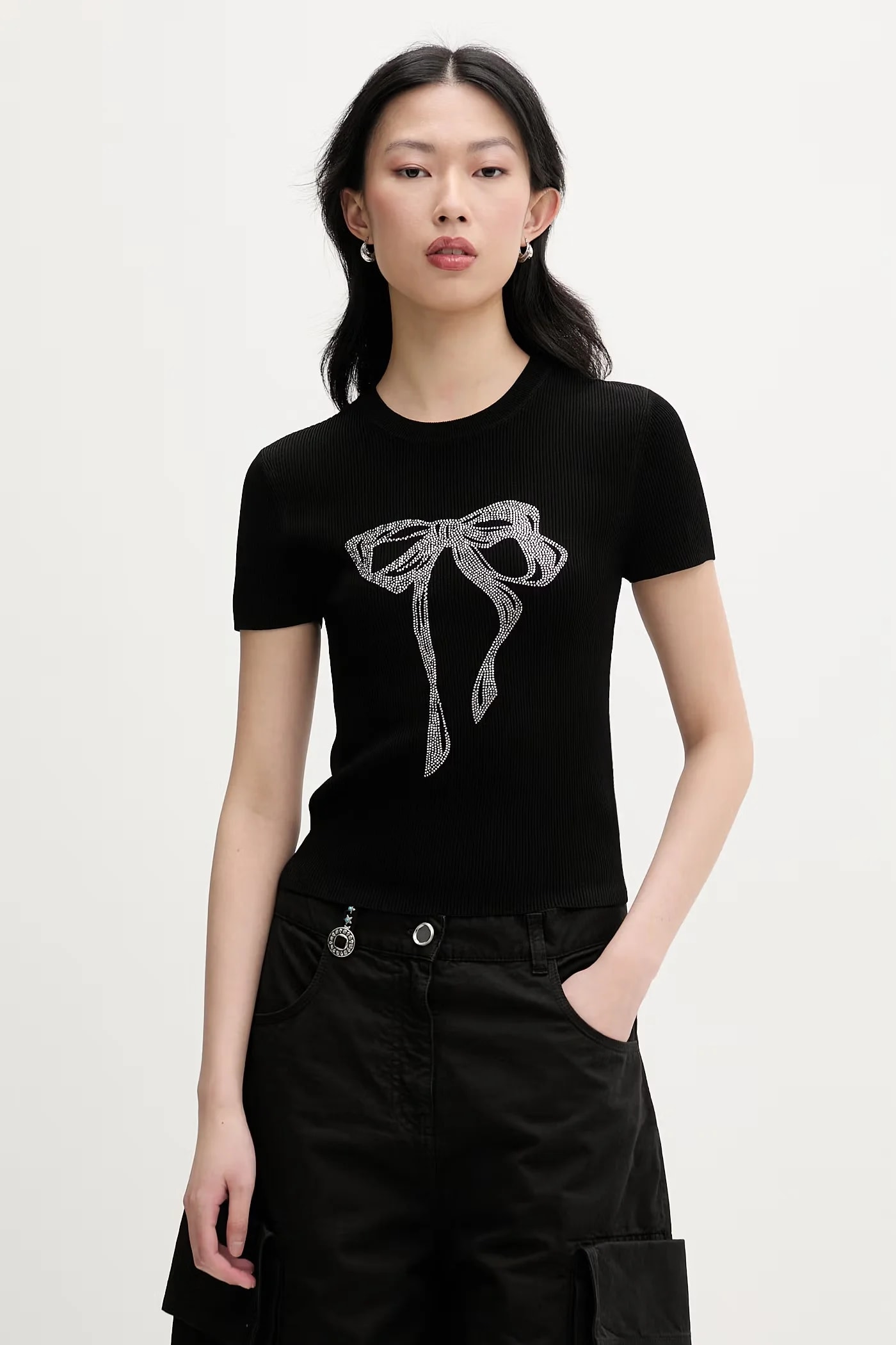 T-shirt damski z dodatkiem jedwabiu