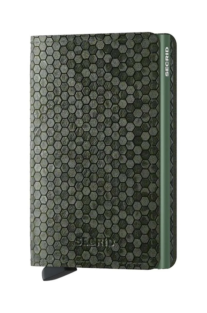 Slimwallet Hexagon Зеленый кожаный кошелек