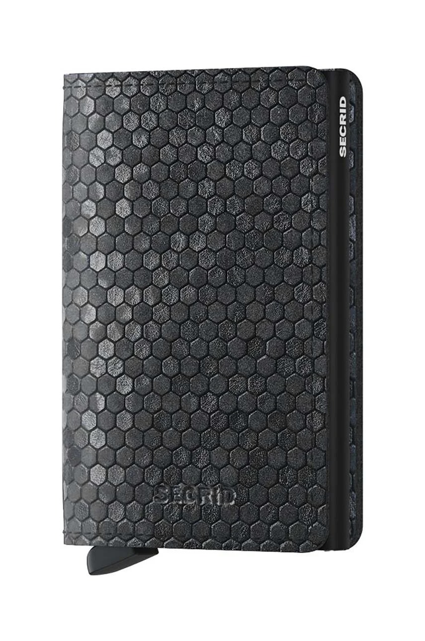 Slimwallet Hexagon Черный кожаный кошелек
