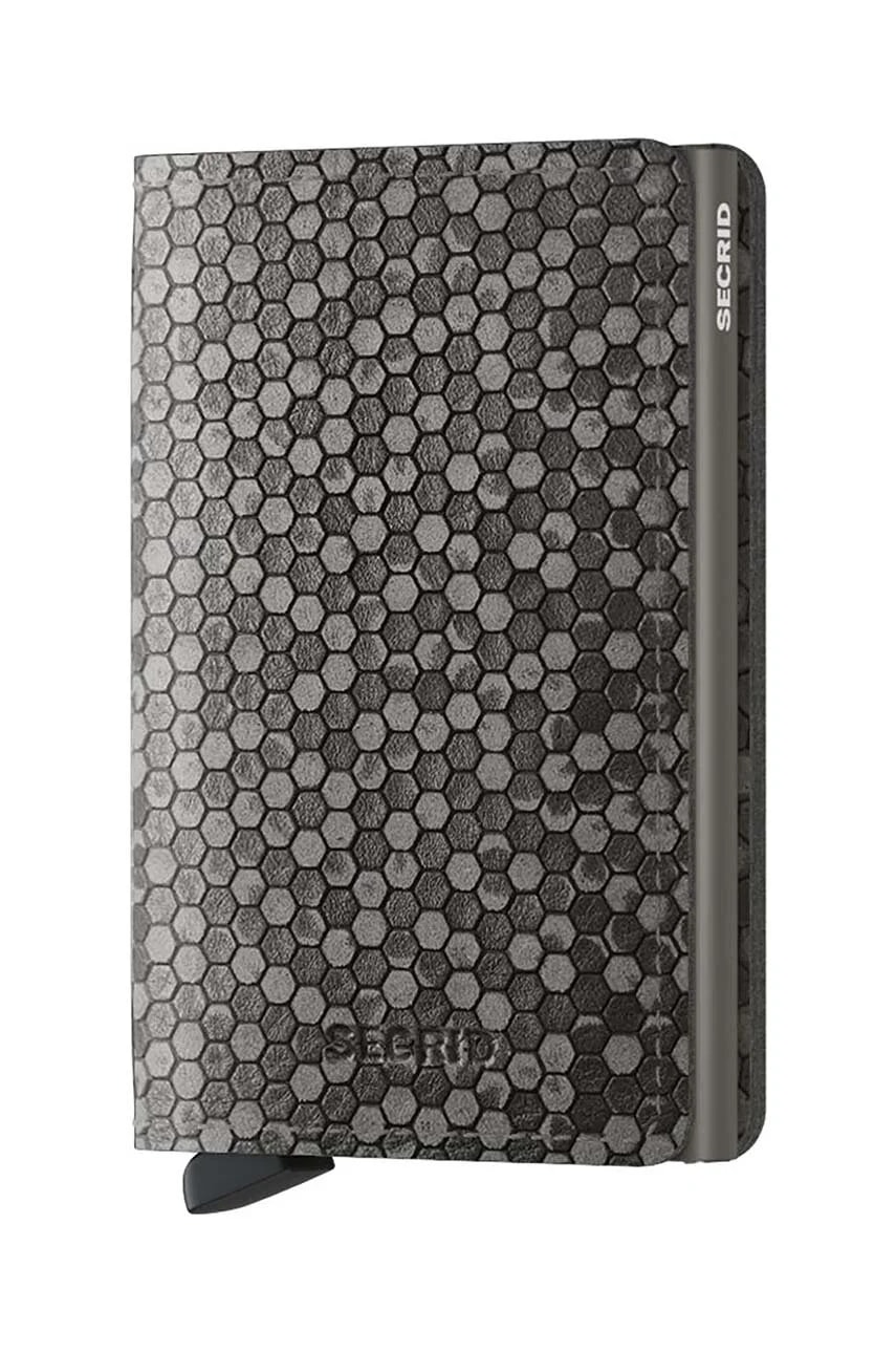 Slimwallet Hexagon Серый кожаный кошелек