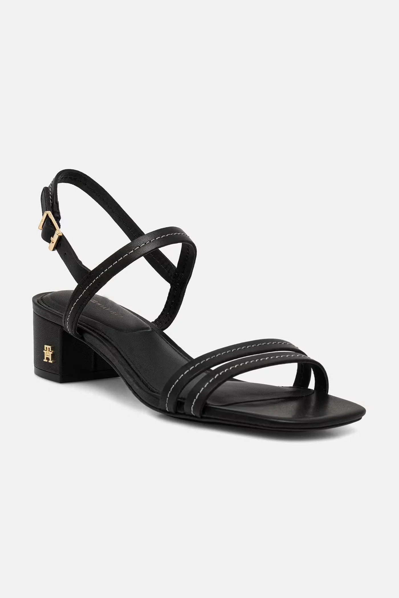 Кожаные босоножки на высоком каблуке LOW HEEL SANDAL STITCHING