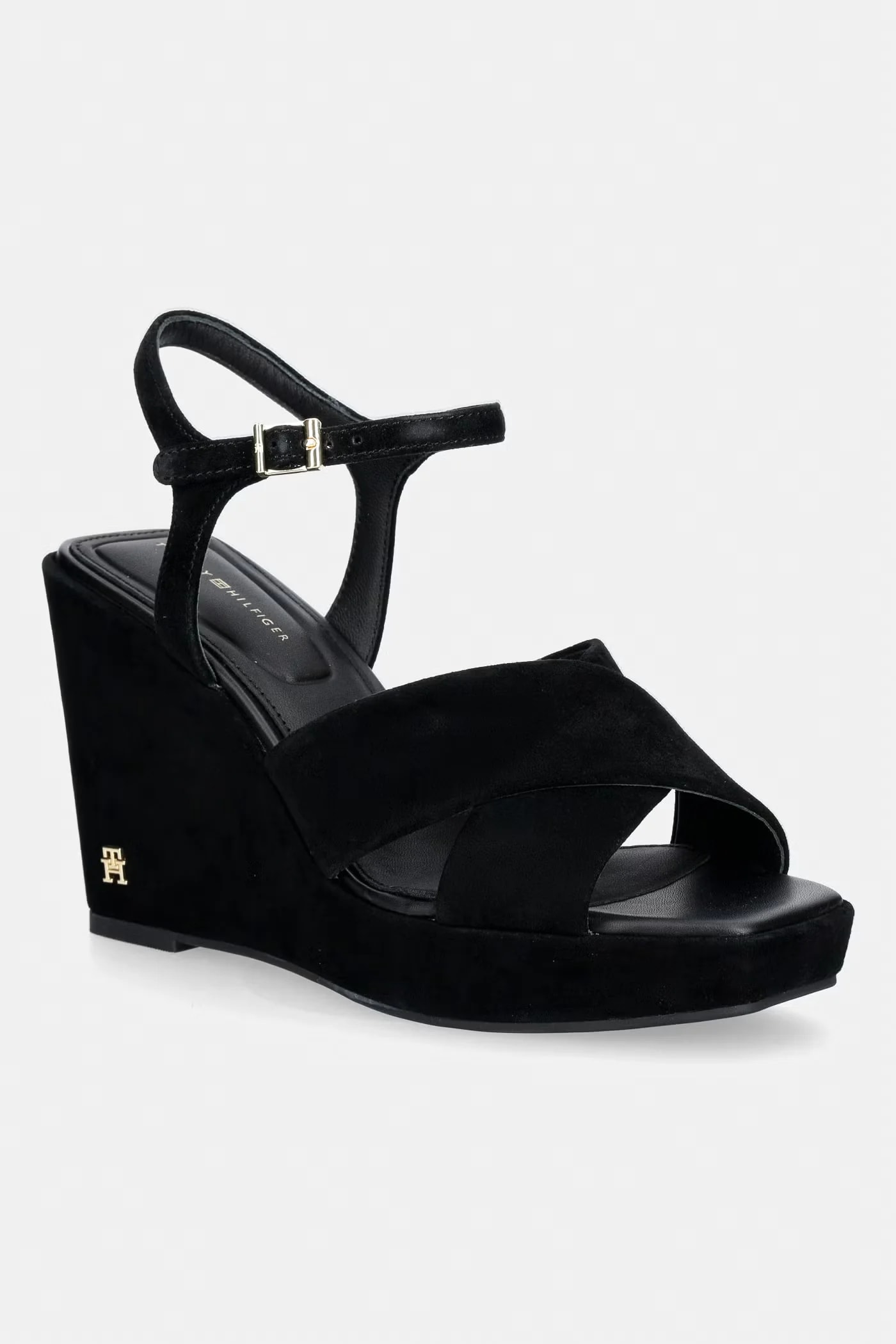 замшевые босоножки на танкетке SUEDE WRAPPED HIGH WEDGE