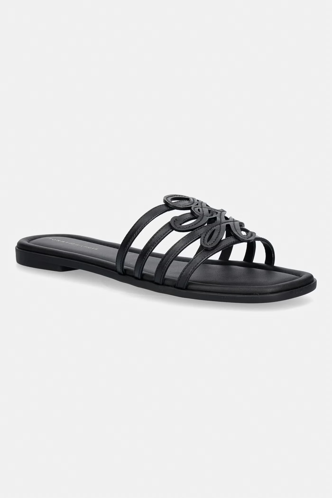 Женские кожаные шлепанцы с открытым носком TH SCRIPT FLAT MULE LTH