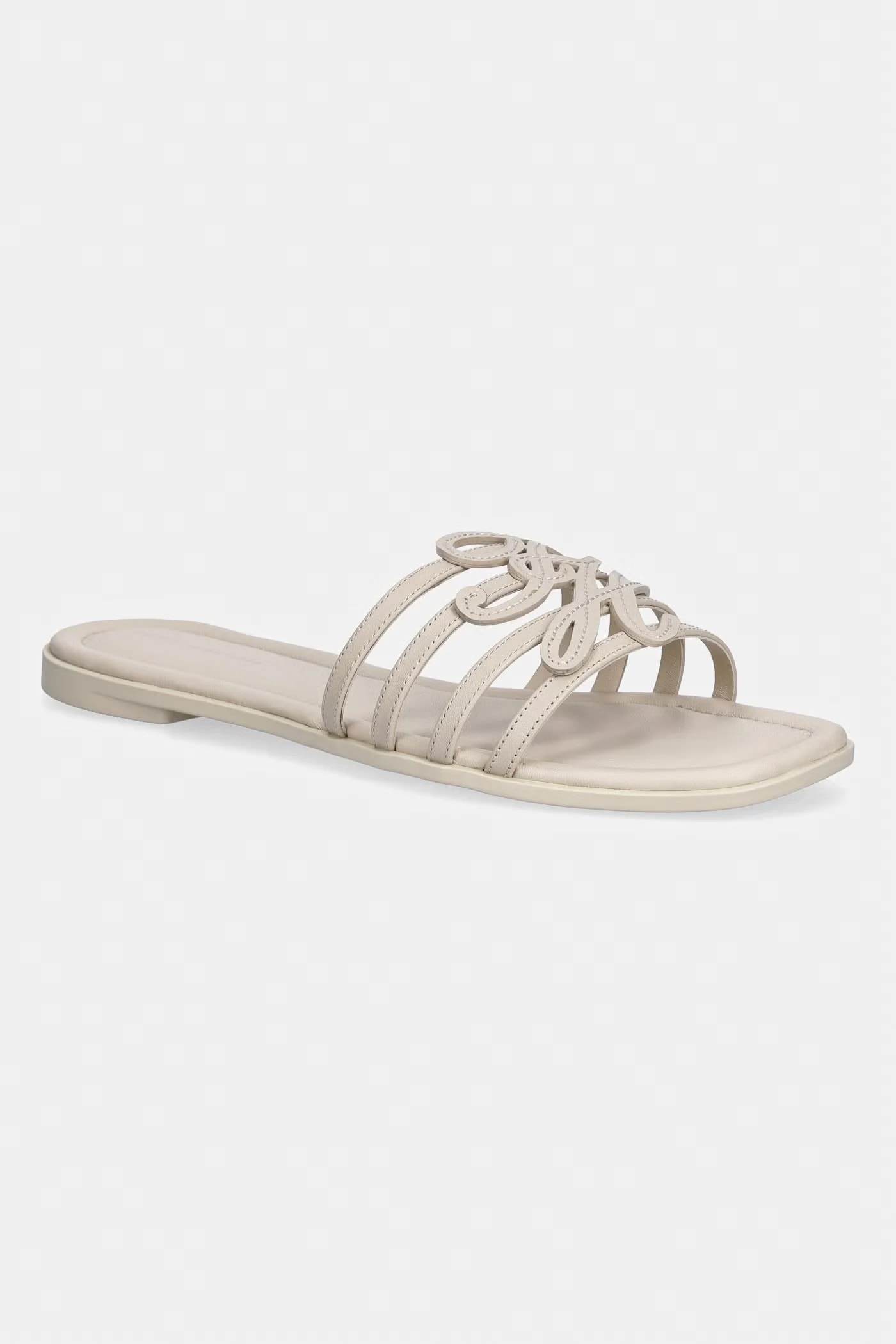 Женские кожаные шлепанцы с открытым носком TH SCRIPT FLAT MULE LTH