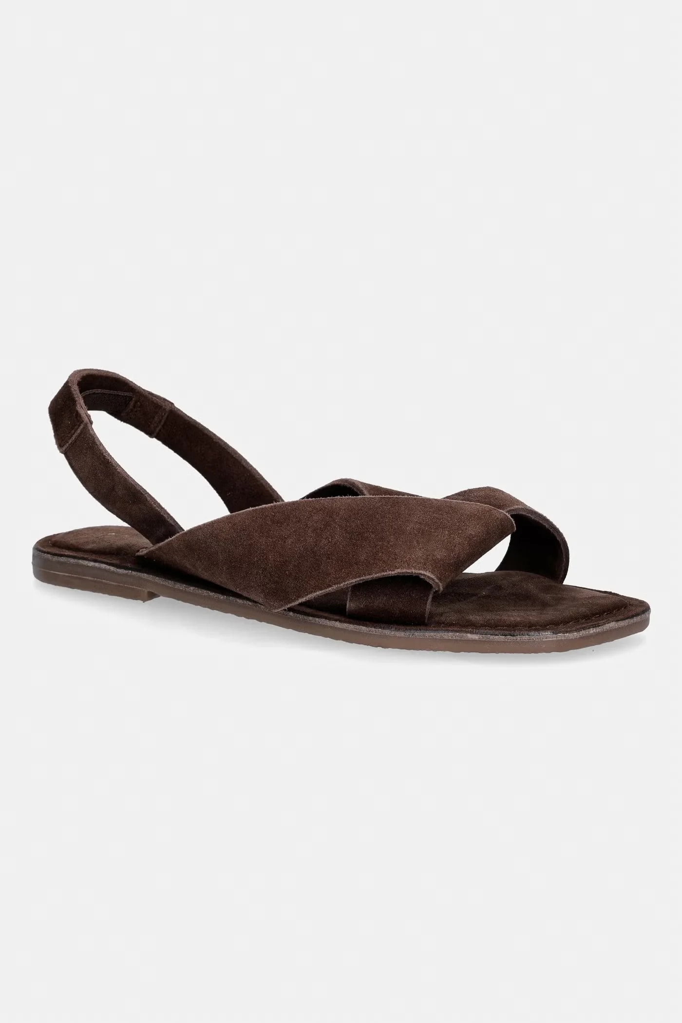 Женские замшевые сандалии на плоской подошве