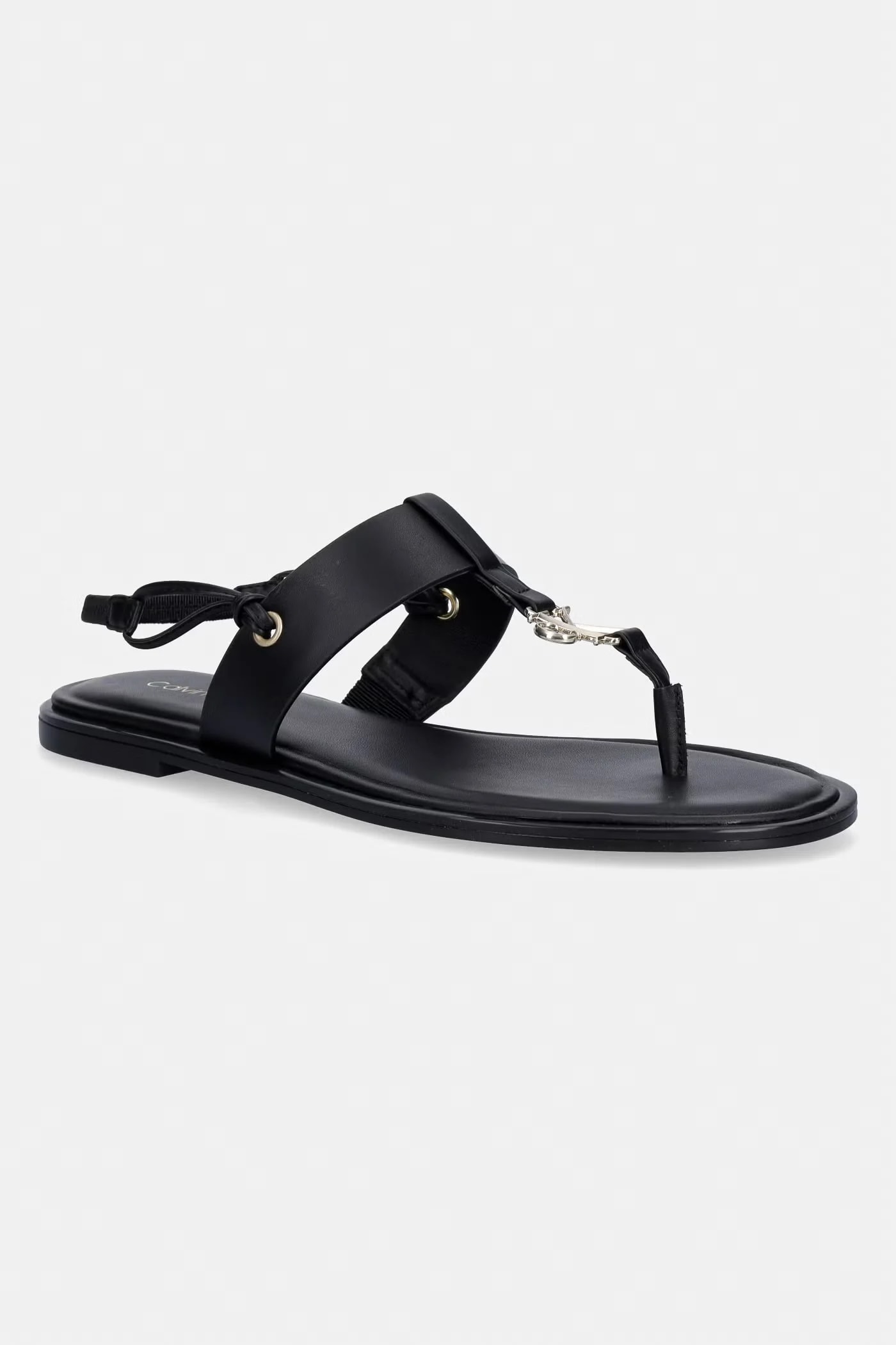 Женские кожаные сандалии на плоской подошве ROUND FLAT SNDL THONG LTH HDW