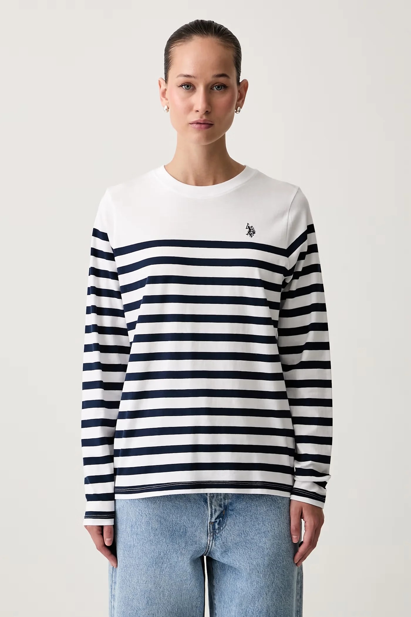 Женская хлопковая рубашка с длинным рукавом Stripe LS