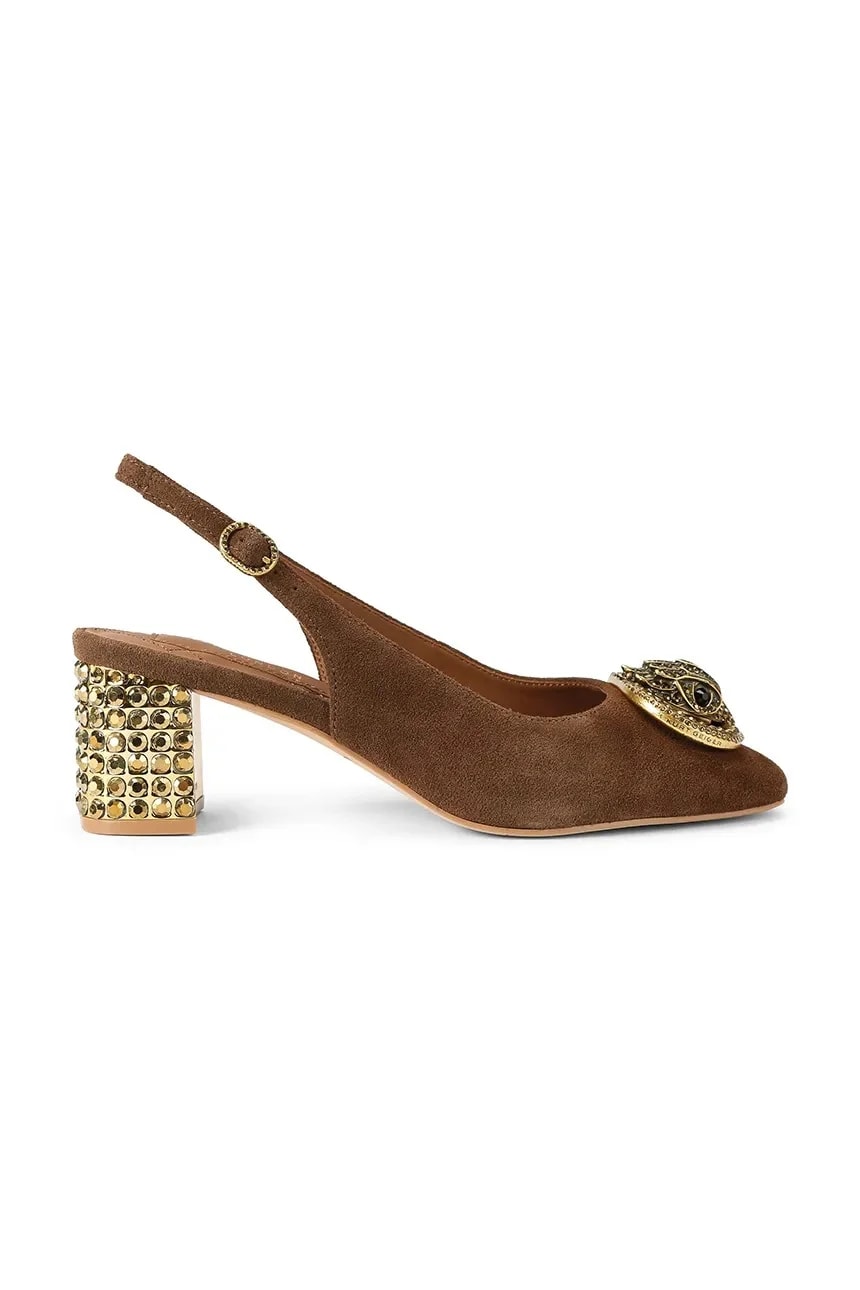 Замшевые туфли Chelsea Block Slingback на открытой пятке