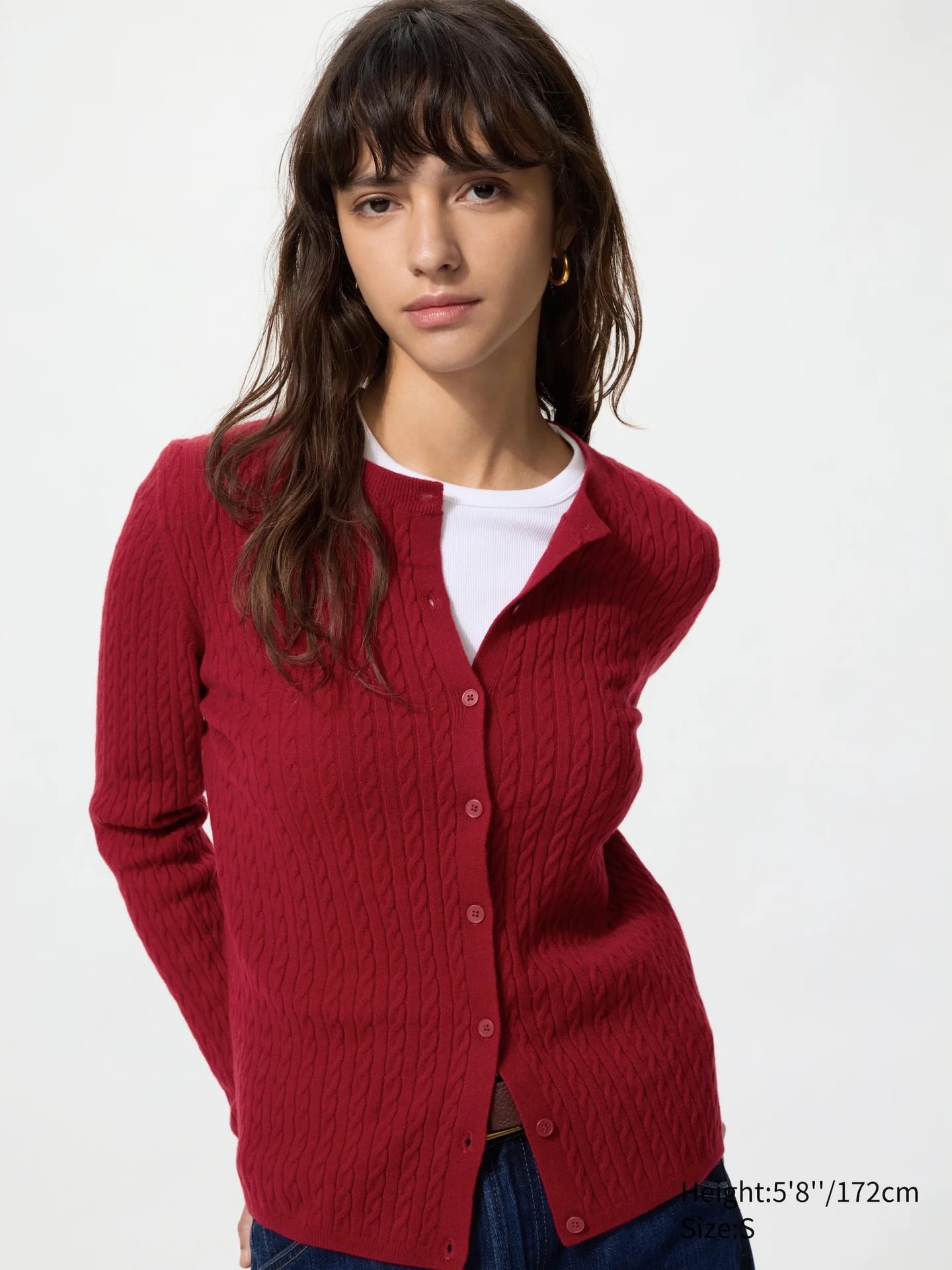 Strickjacke (Zopfstrick, V-Ausschnitt)