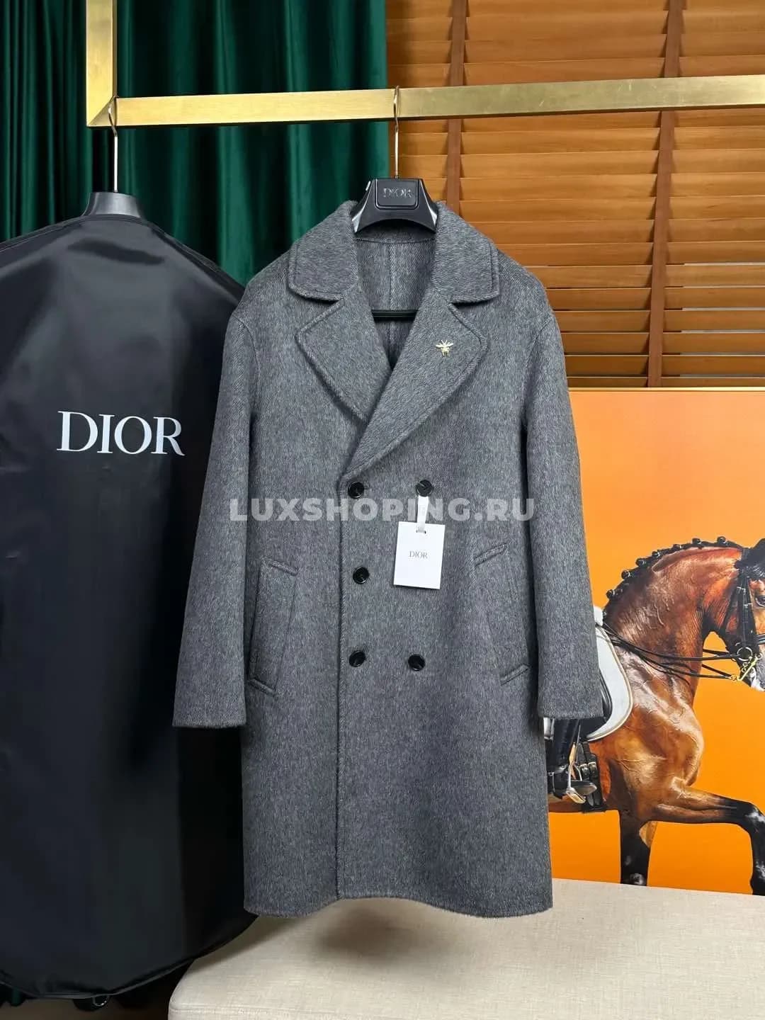 Пальто Dior из шерсти серое