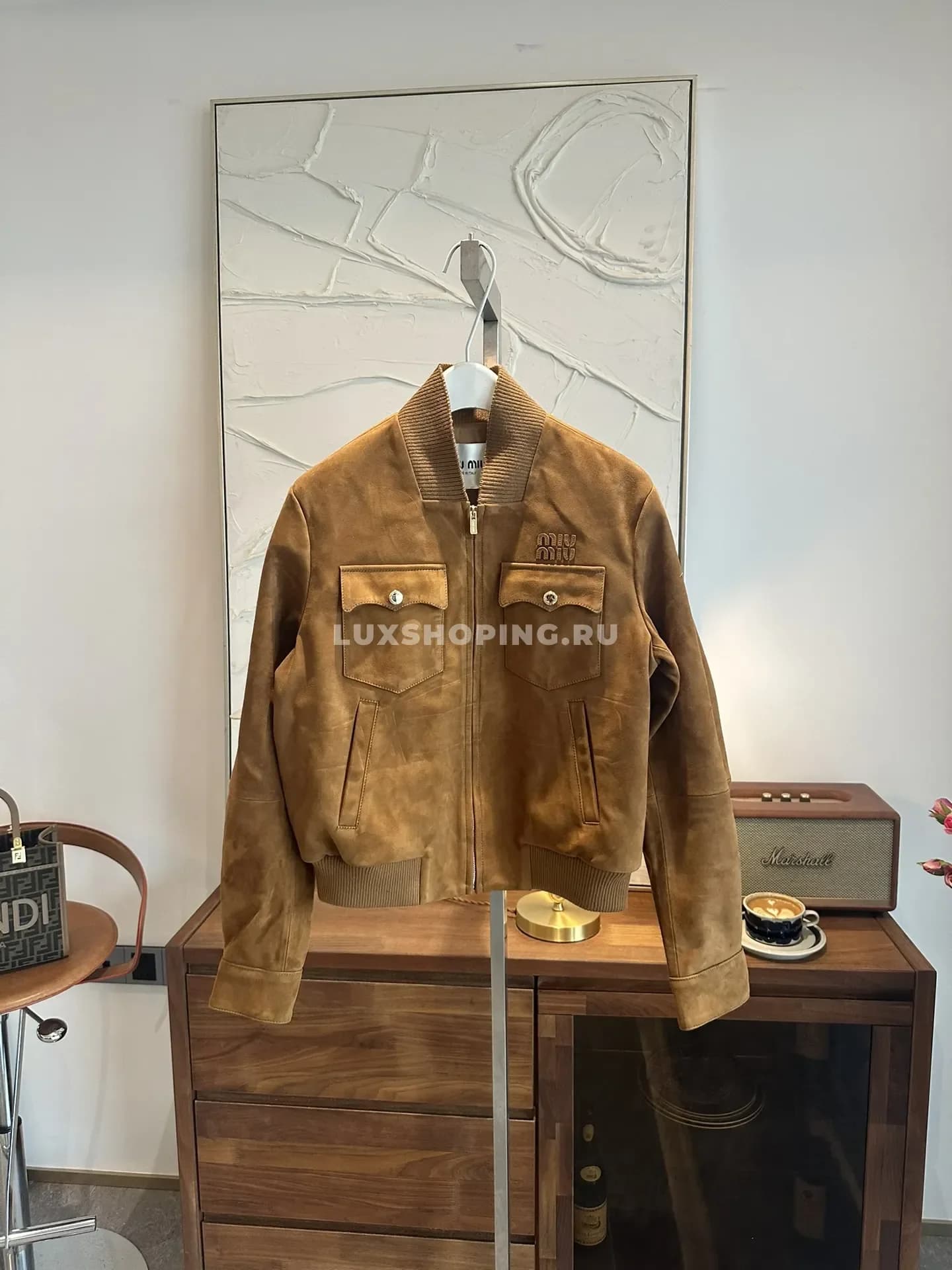 Куртка Miu из замши коричневая
