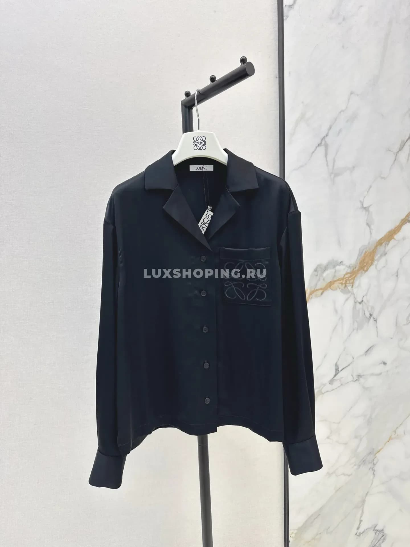 Рубашка Loewe черная с вышивкой