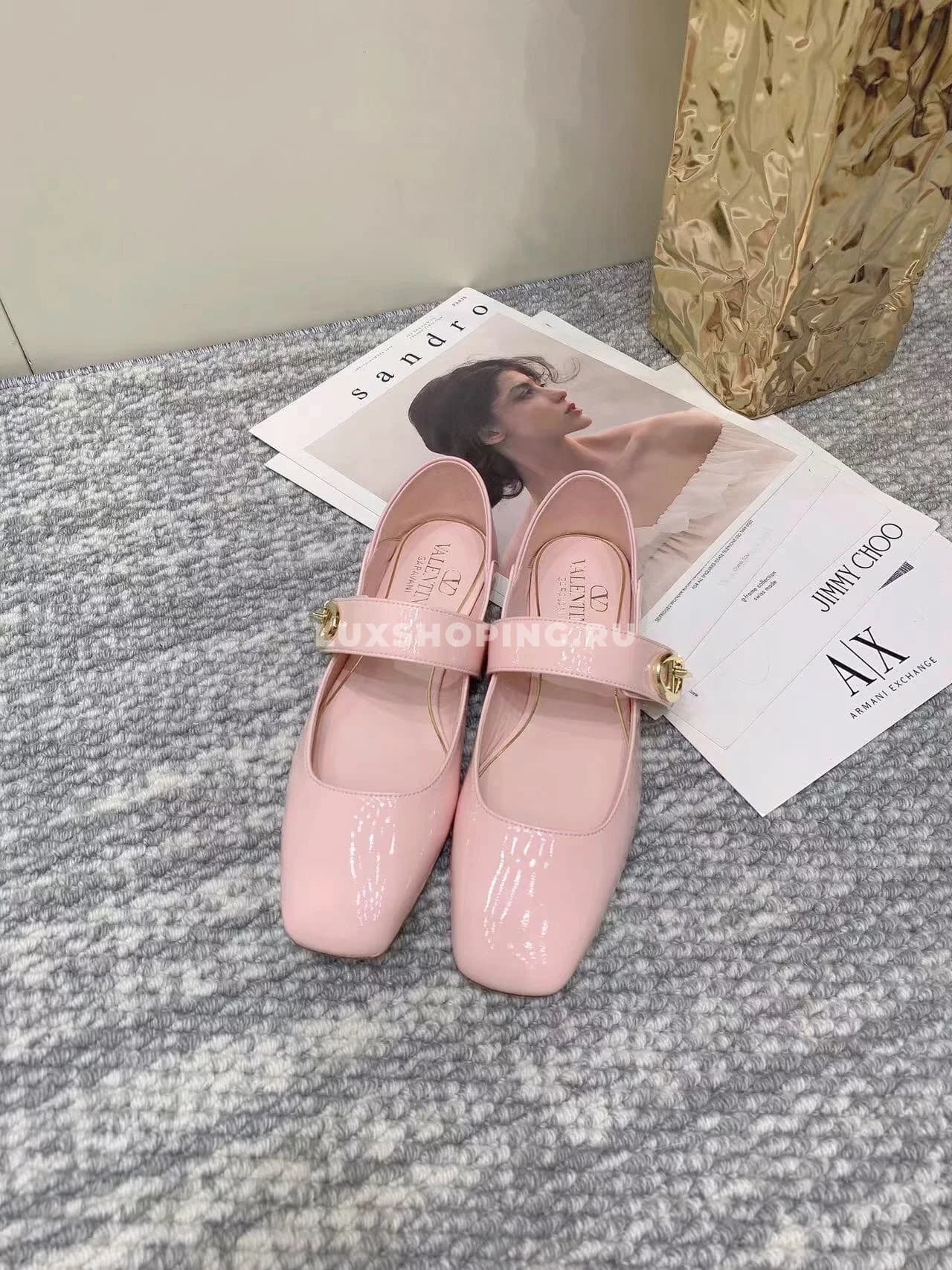 Балетки Valentino Мэри Джейн, закрытые розовые