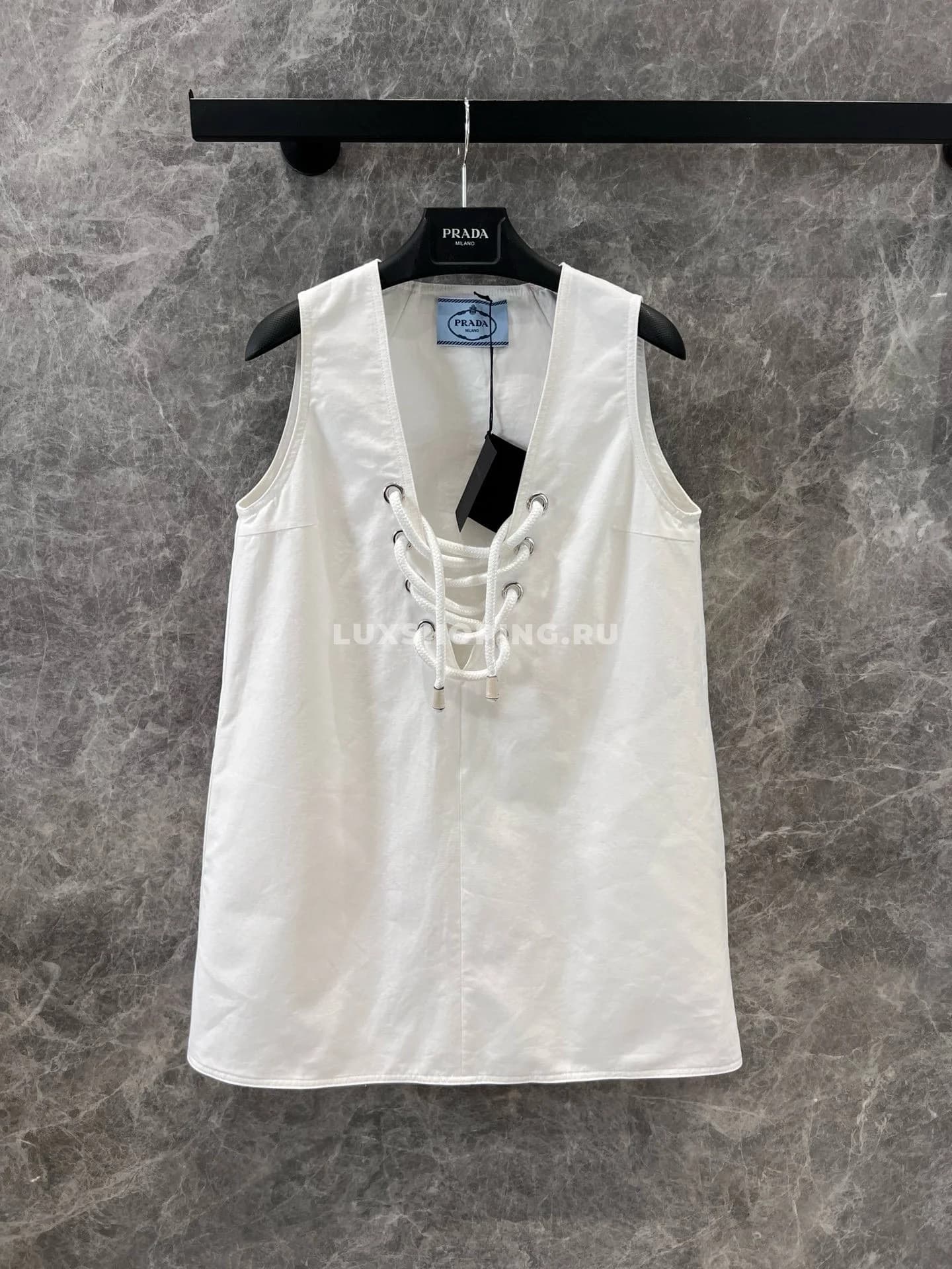 Prada хлопковая безрукавка со шнуровкой