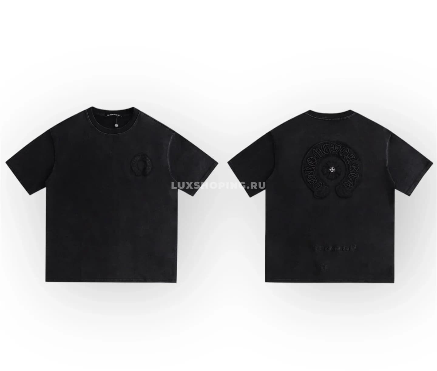 Chrome Hearts Футболка с эффектом кислотной стирки черная