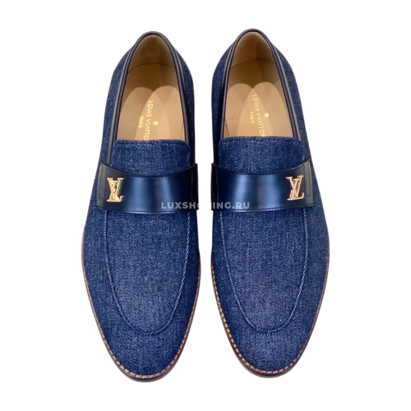 Лоферы Louis Vuitton с пряжкой и лого джинсовые