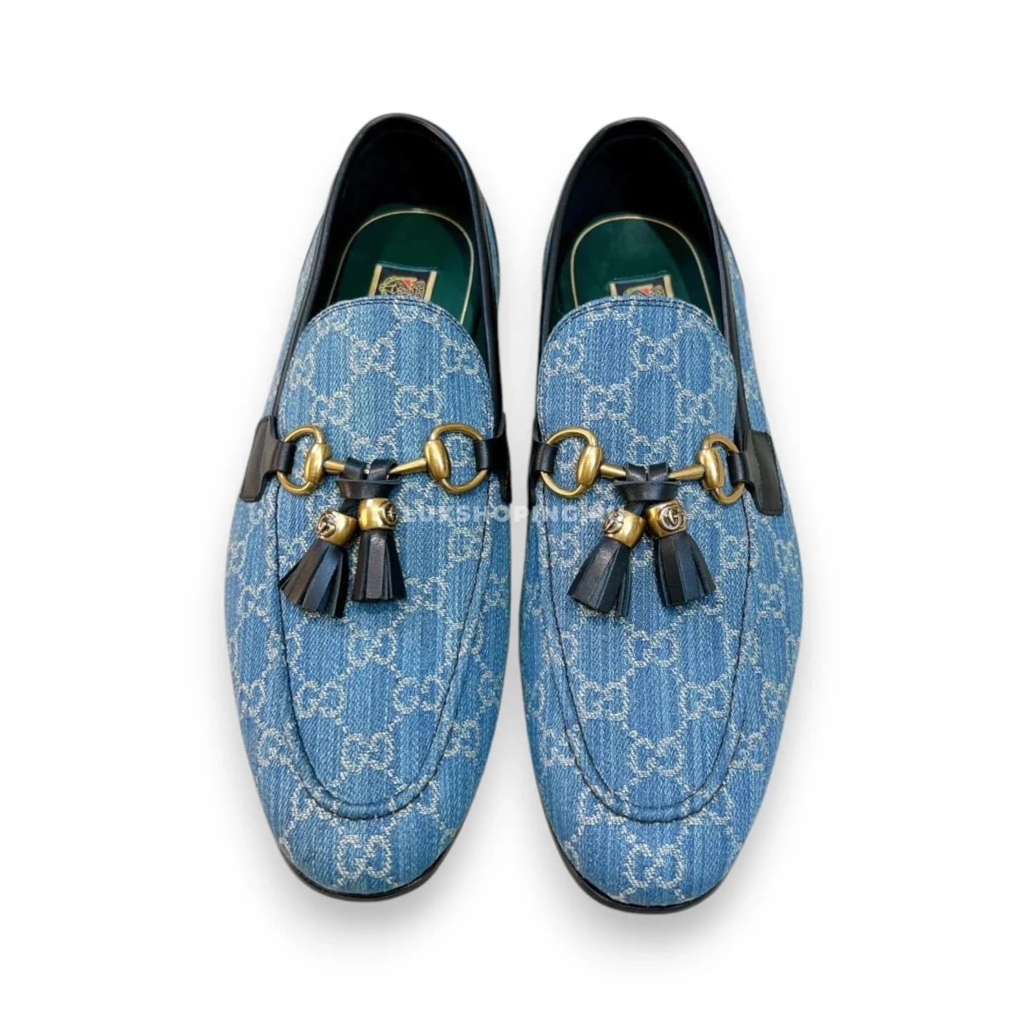Мокасины Gucci с кисточками голубые