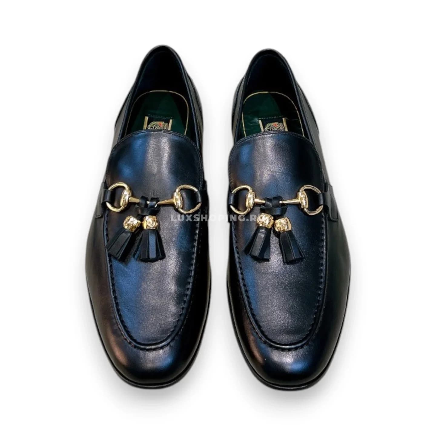 Мокасины Gucci с кисточками кожаные черные