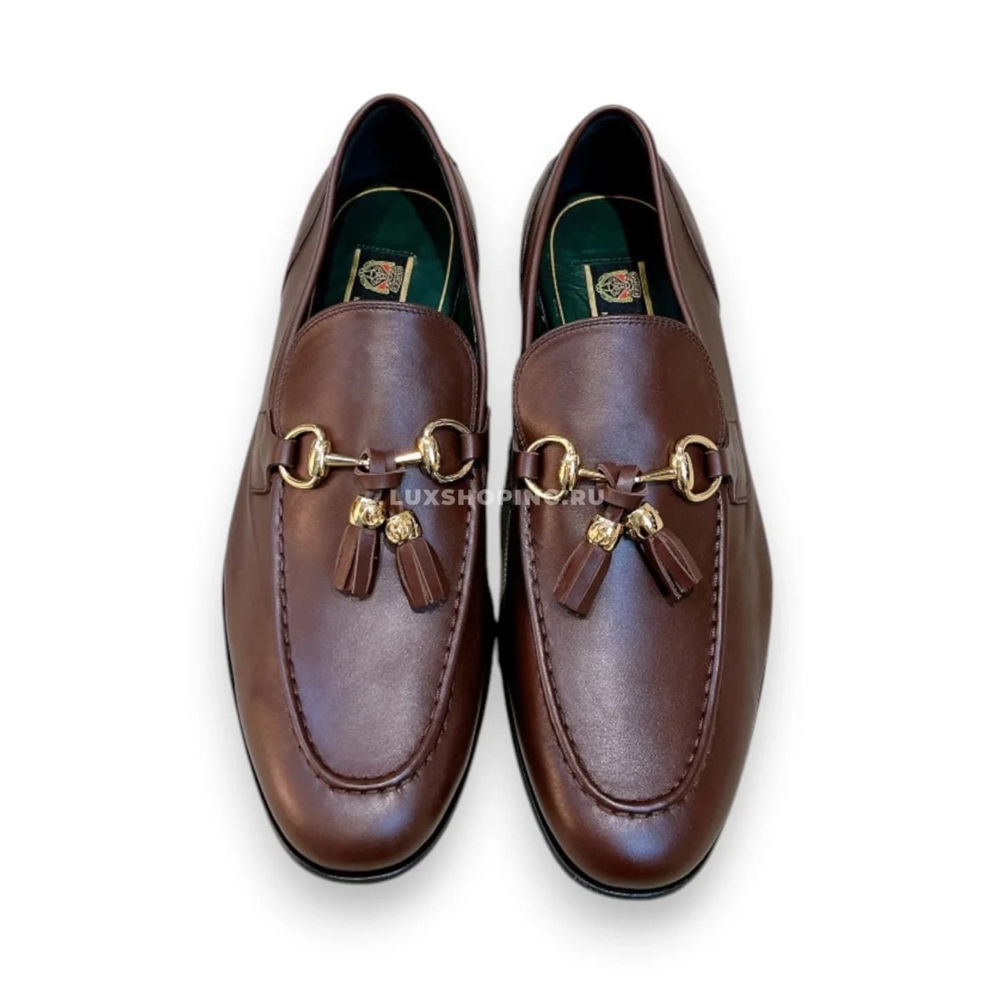 Мокасины Gucci с кисточками кожаные коричневые
