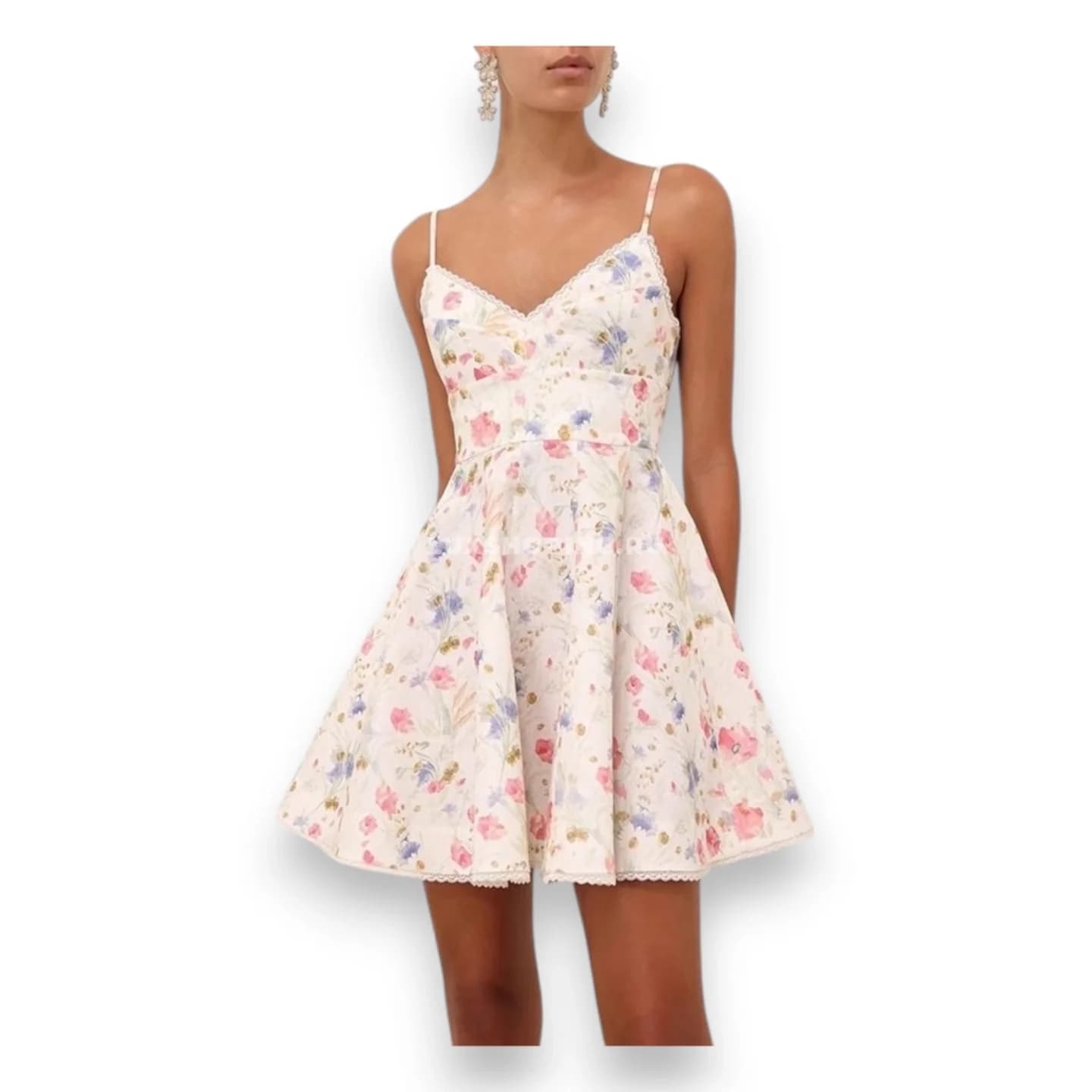 Платье-слинг Zimmermann с кружевной отделкой белое ZM3