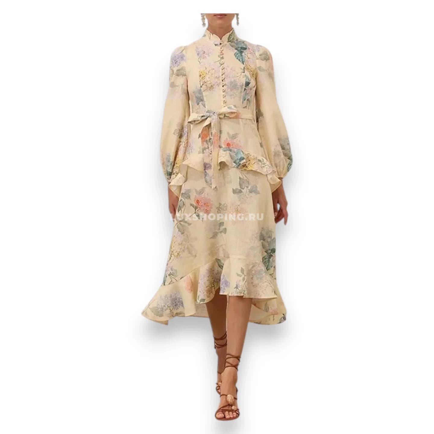Zimmermann льняное платье с утонченным принтом ZM13