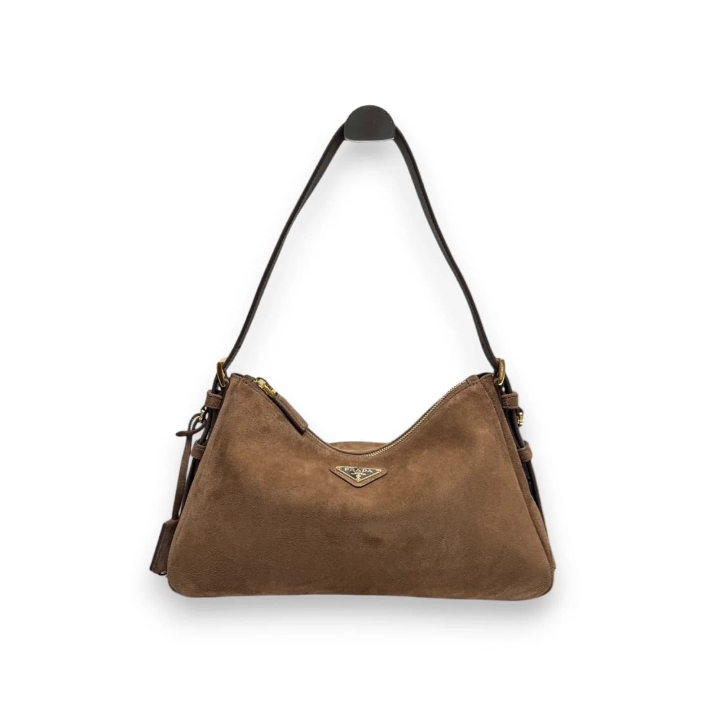 Сумка Prada Aimee Hobo из замши коричневая 31×18×10 см
