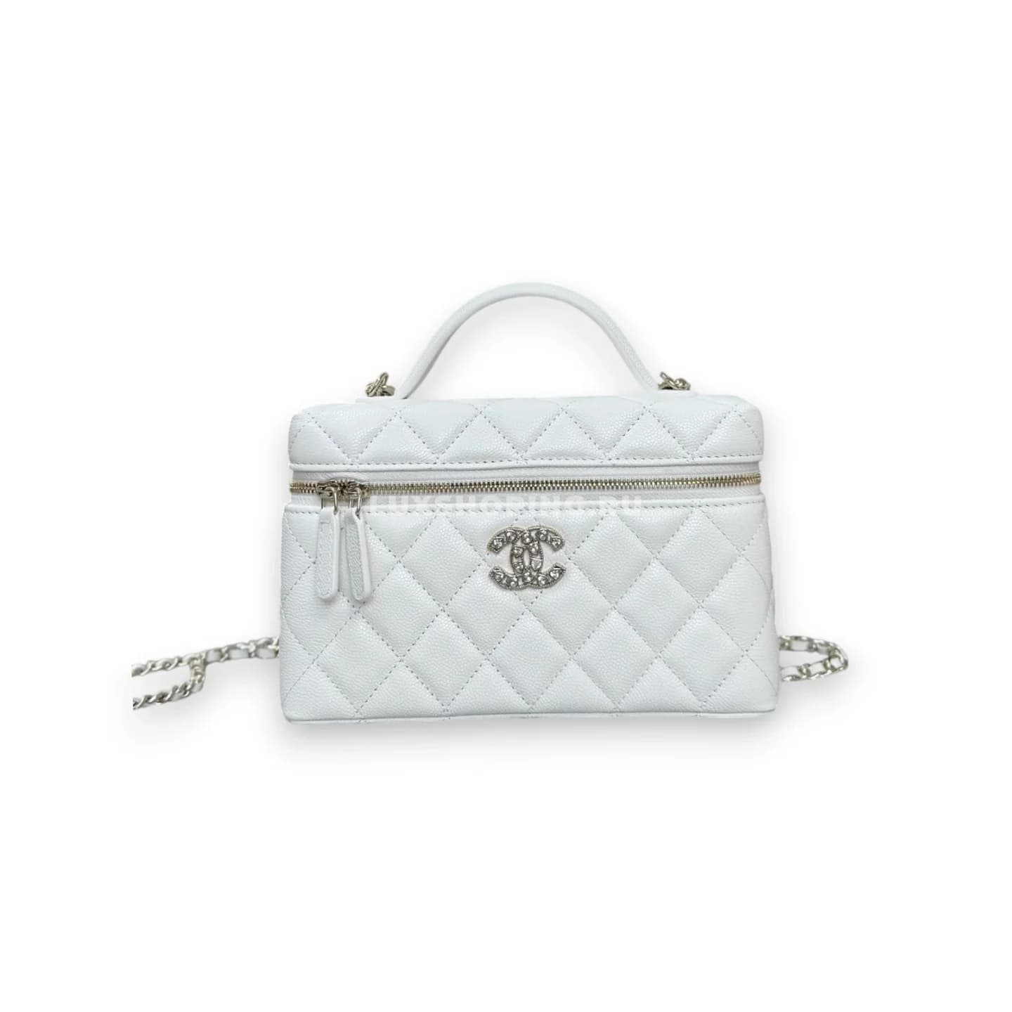 Сумка Chanel Vanity белая с большим лого 17×19,5×5 см