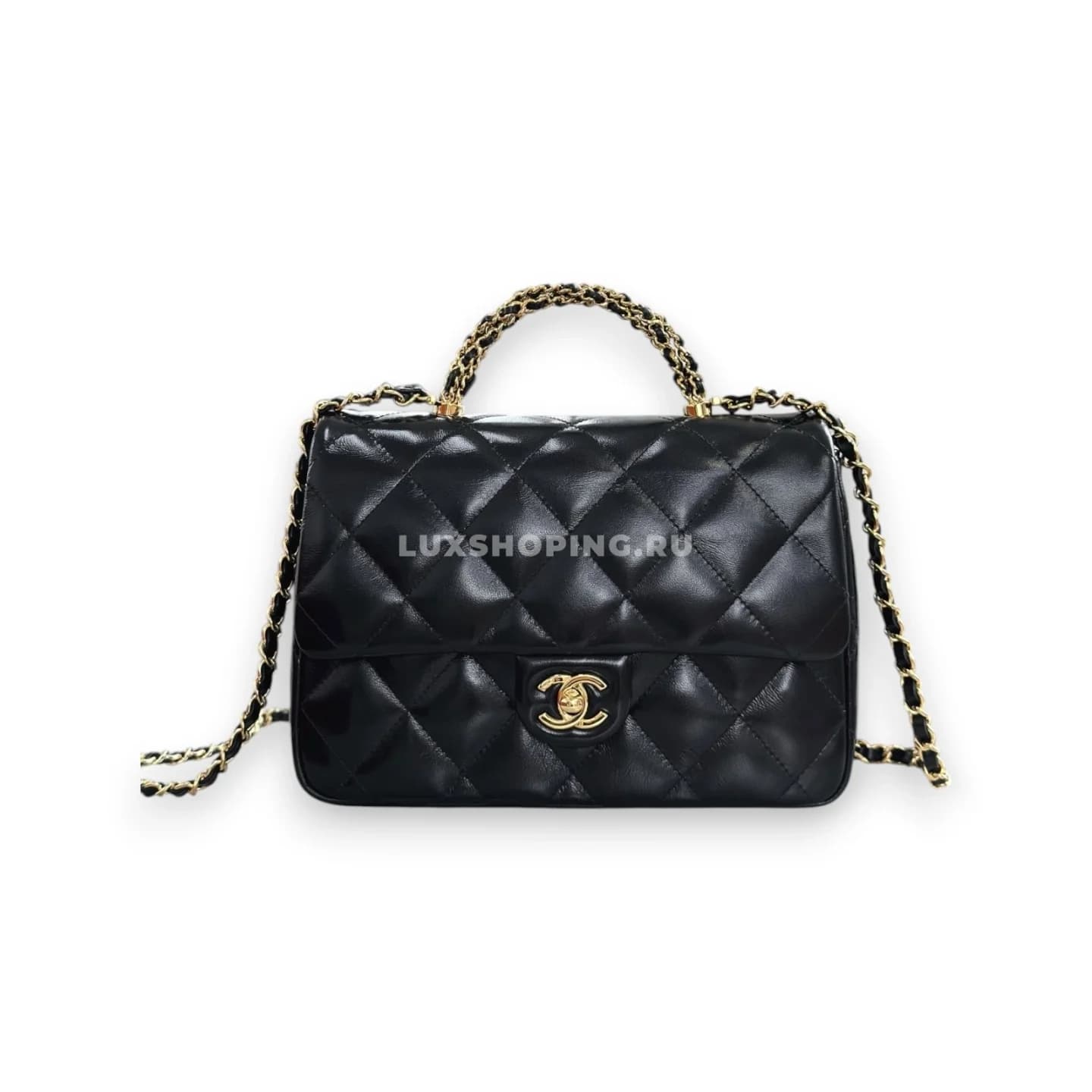 Сумка Chanel 24B Handle Flap Bag Square черная 17×25×8 см
