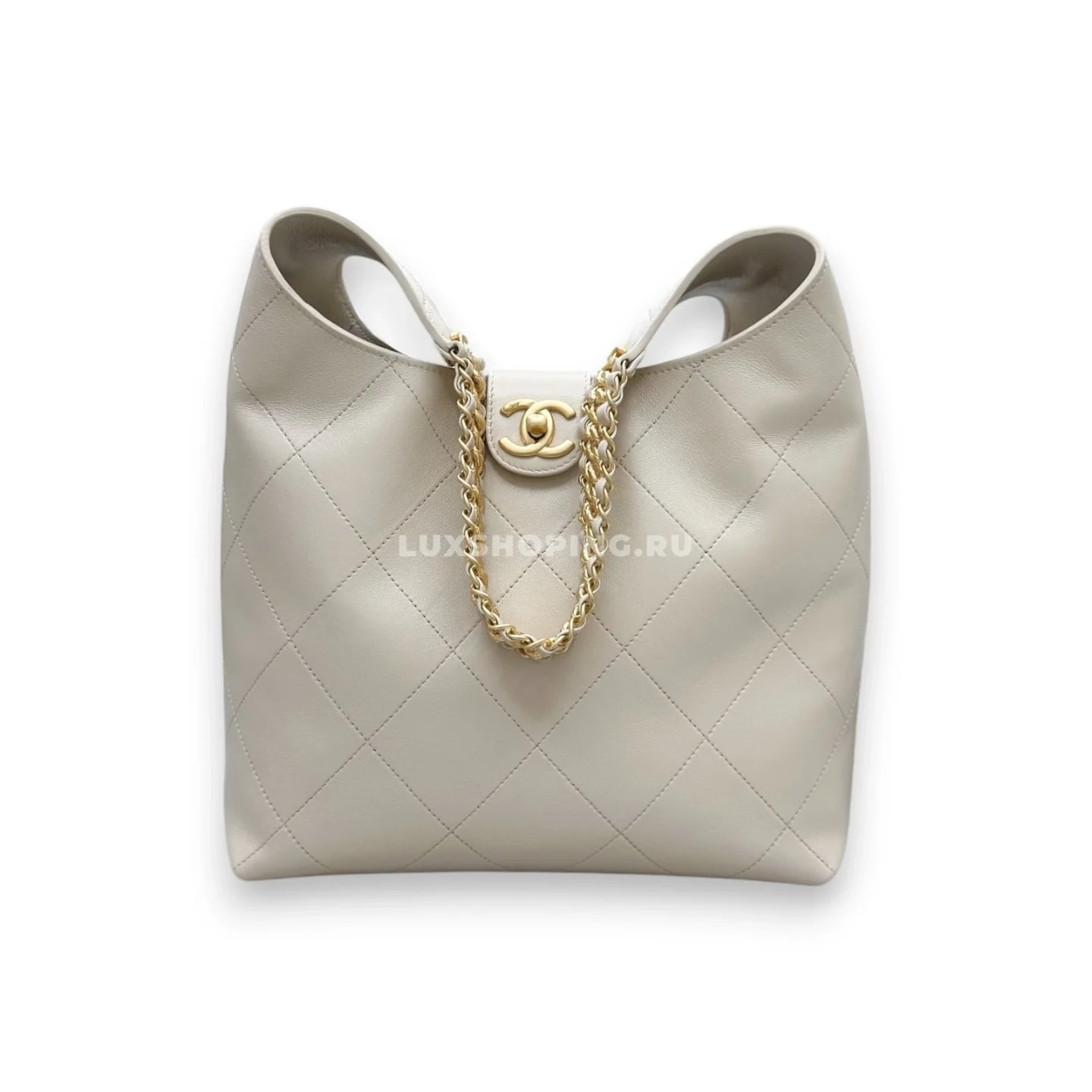 Сумка Chanel 25P Hobo бежевая 30×35×14 см
