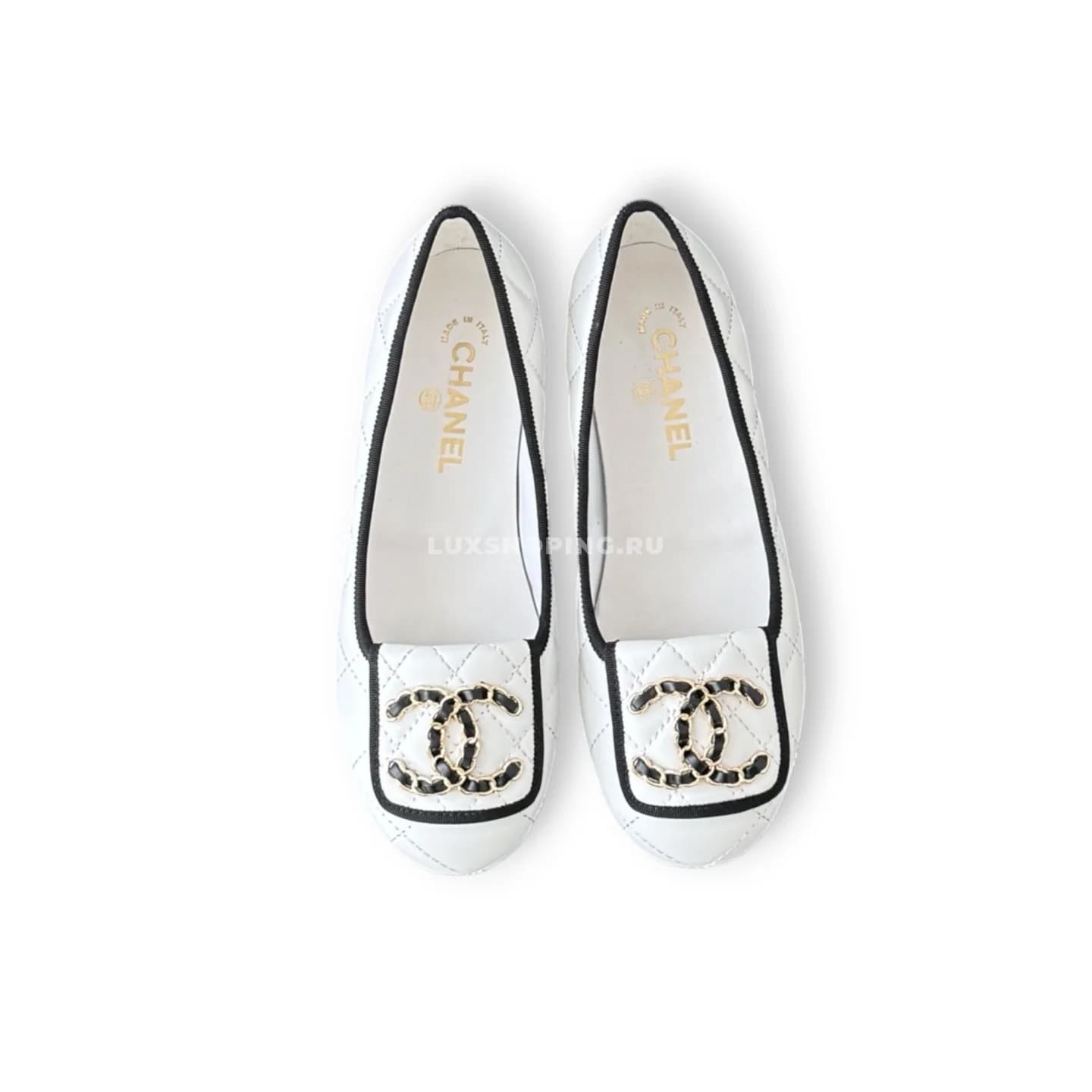 Белые балетки Chanel Camellia