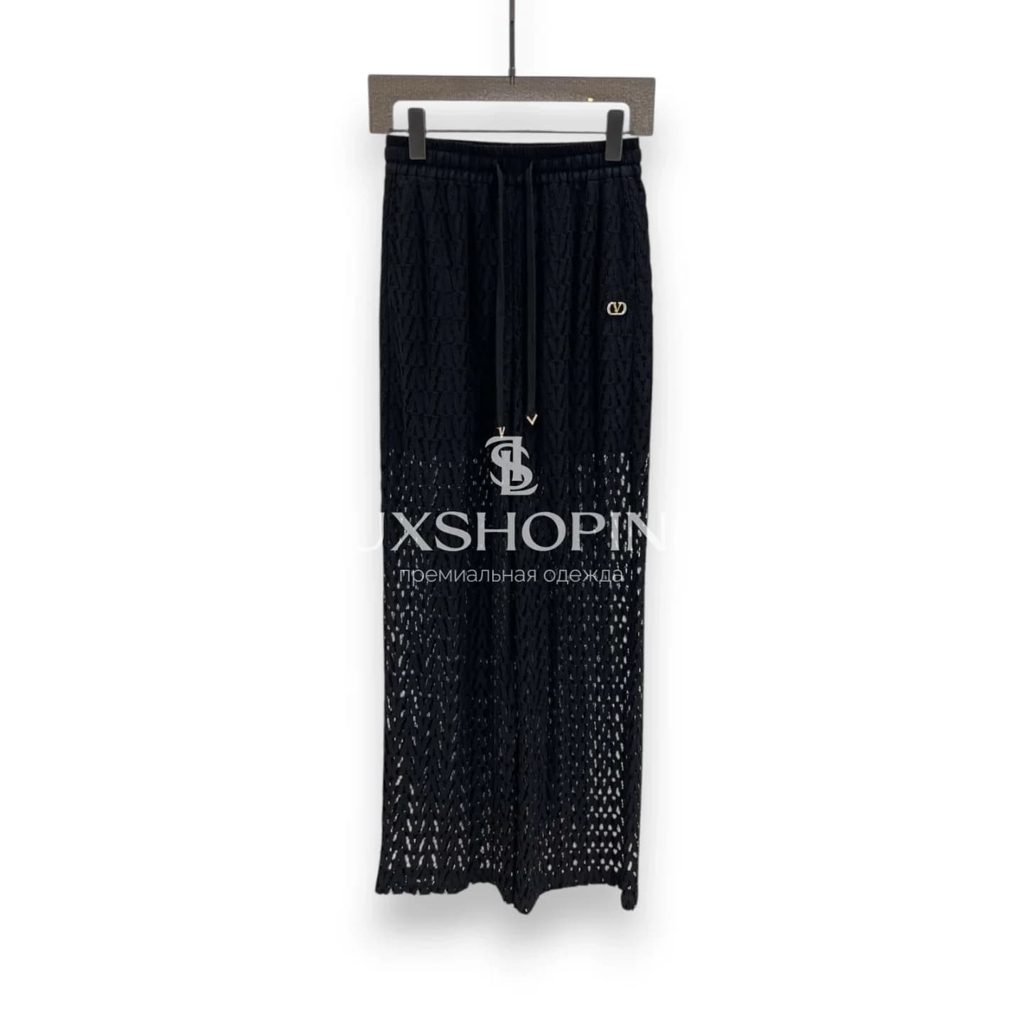 Брюки вязаные Valentino с кружевом черные