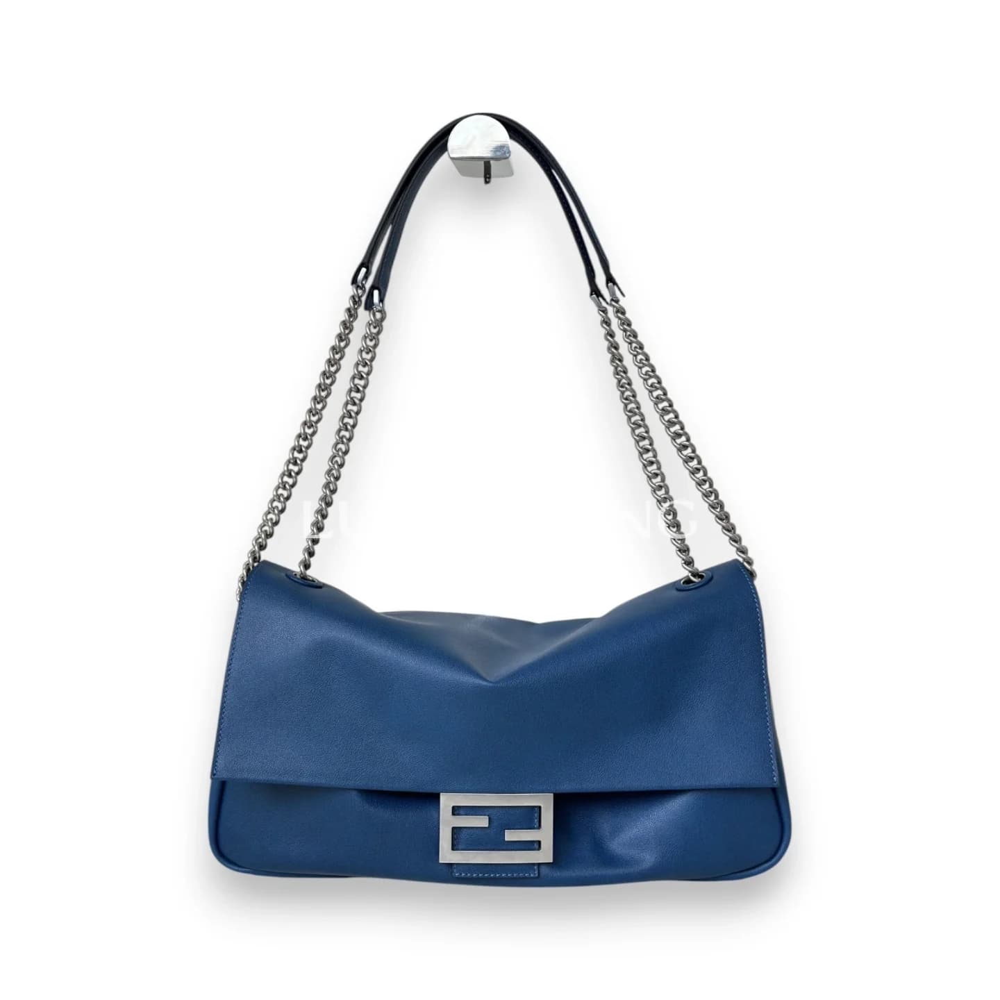 Сумка Fendi Baguette большая синяя 40×7×18.5 см
