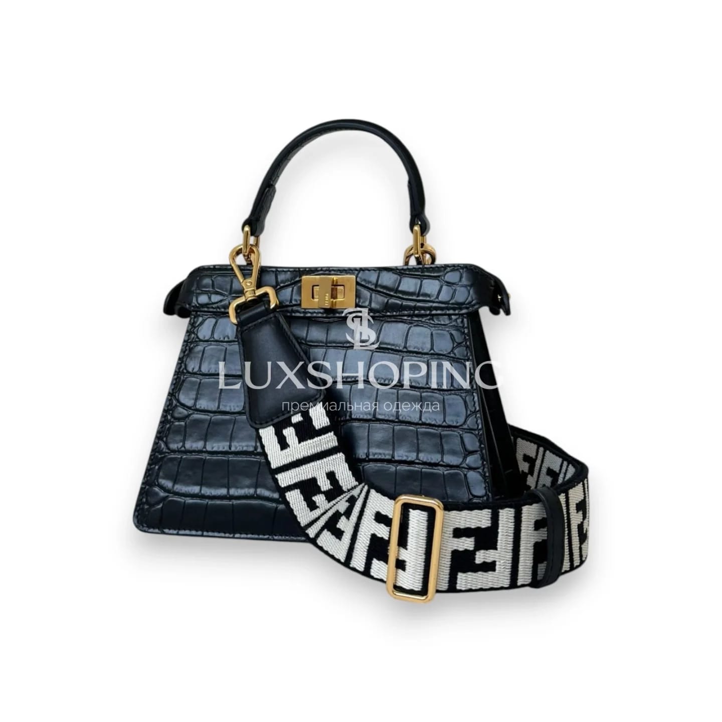 Сумка Fendi Peekaboo ISeeU Petite черная 20×15×10 см