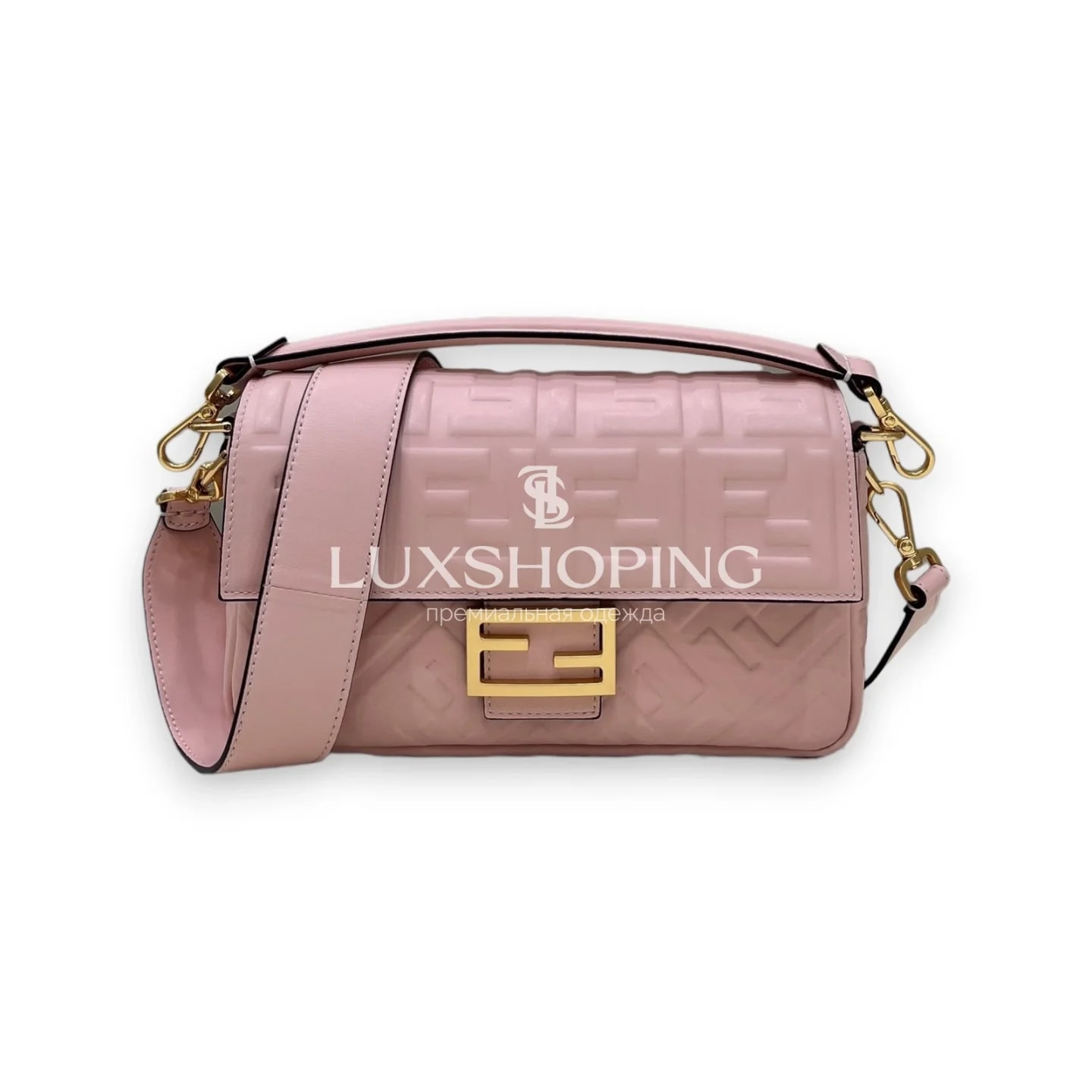 Сумка Fendi Baguette розовая 26×15×5 см