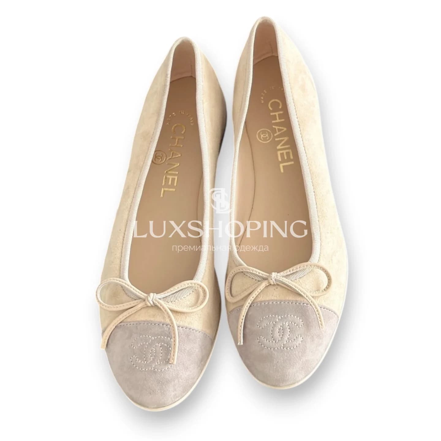 Балетки Chanel Ballet Flats Butterfly Bow бежевые