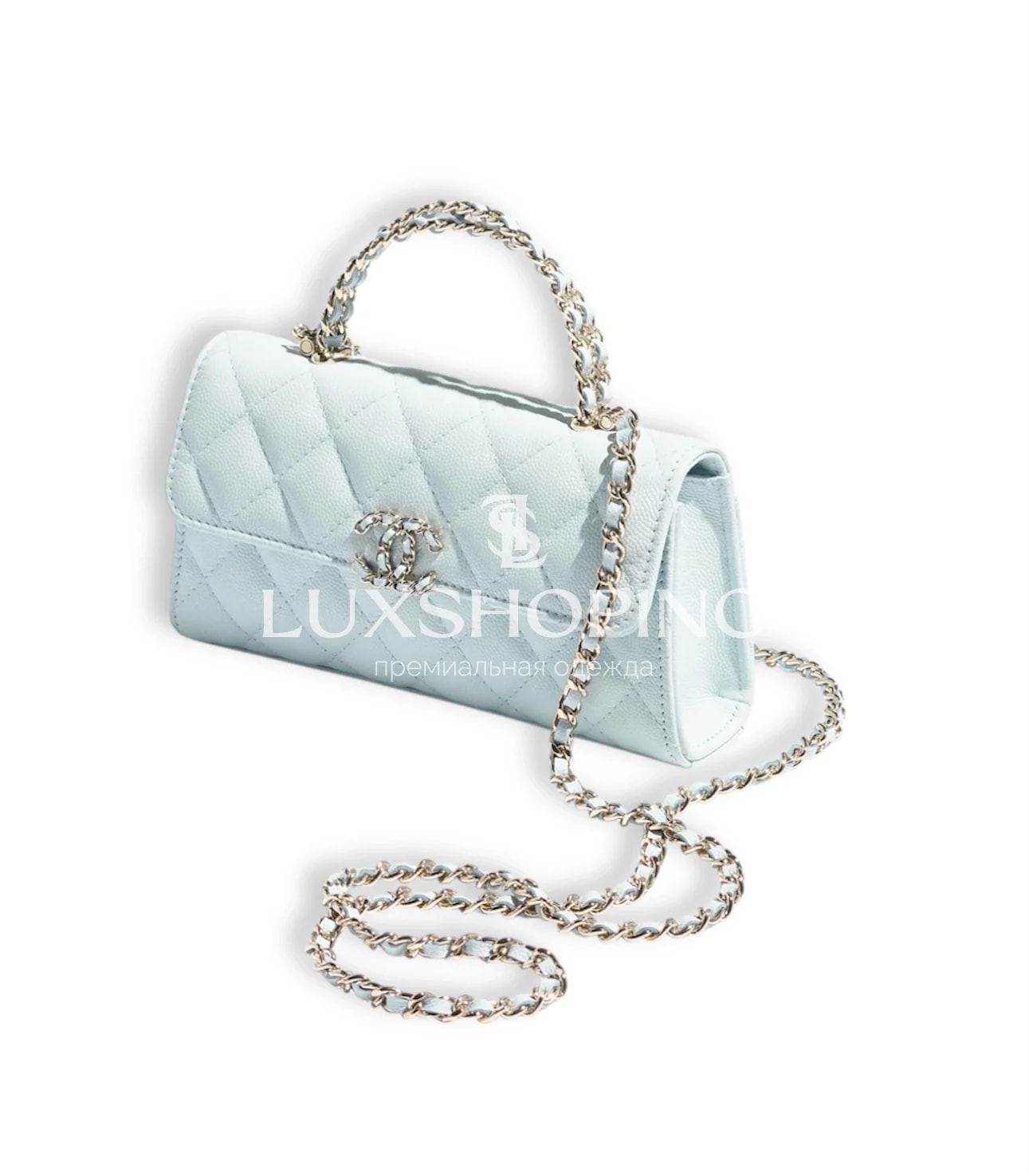 CHANEL Kelly Phone Bag Бело-голубая жемчужина сезона 10 × 18 × 4.5 см