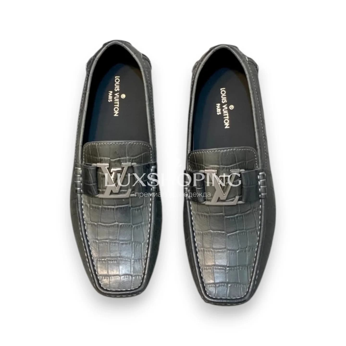 Темно зеленые мокасины Louis Vuitton крокодиловые m9