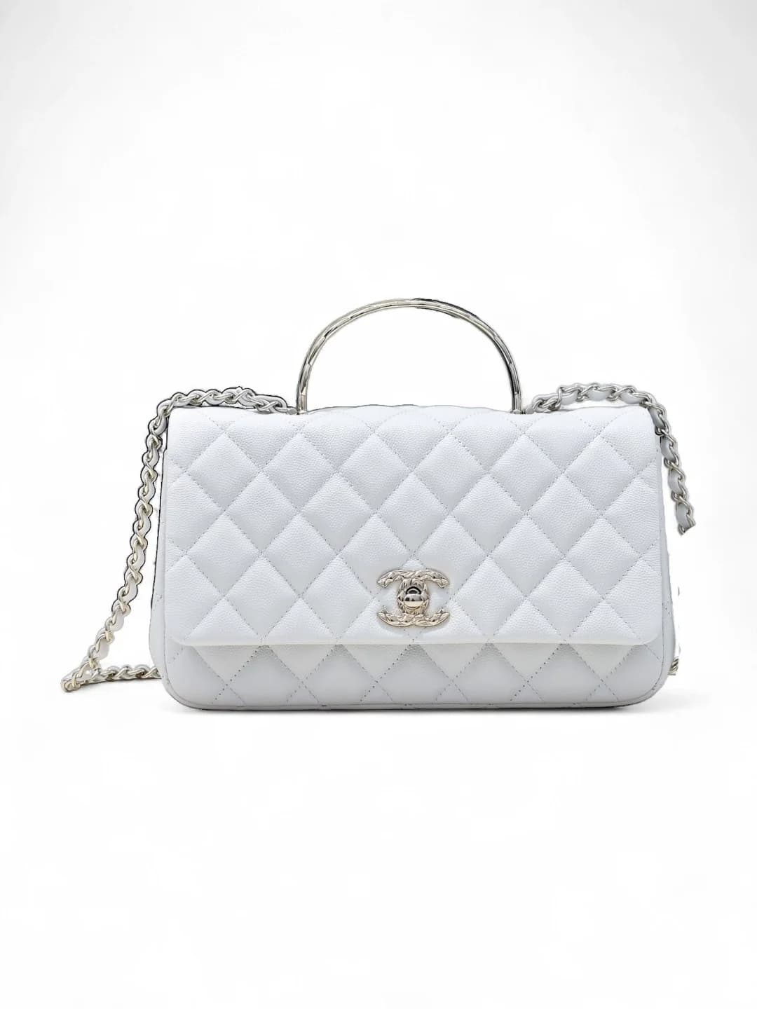 CHANEL Сумка 25S Coco Crush Handle в белом цвете Medium 13.5 × 23 × 7 см