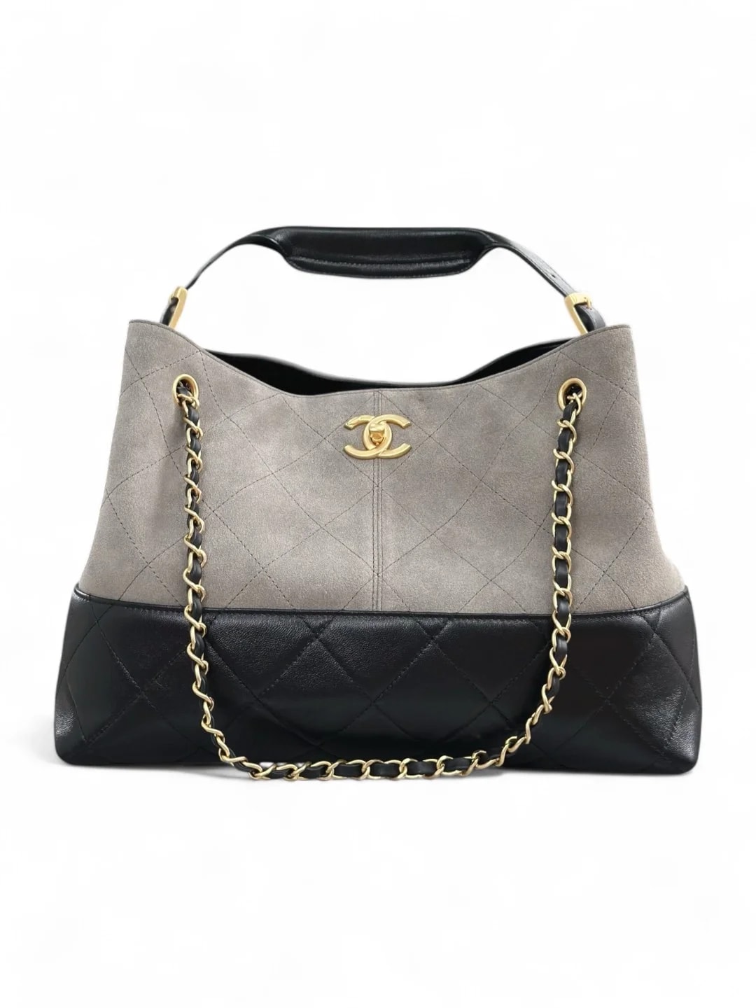 Сумка Chanel 25A высокий шопер 24х36х14 см бежевый