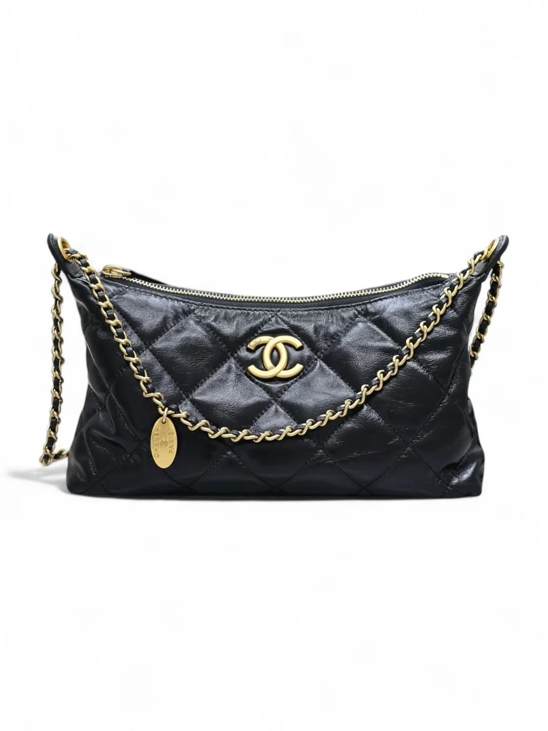Сумка Chanel 25SS Hobo черная 17х26х8 см