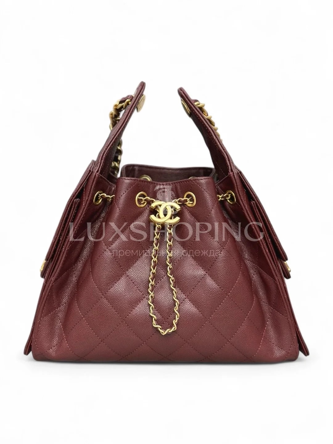 CHANEL 25C сумка-хобо 30×26×14 см бордо