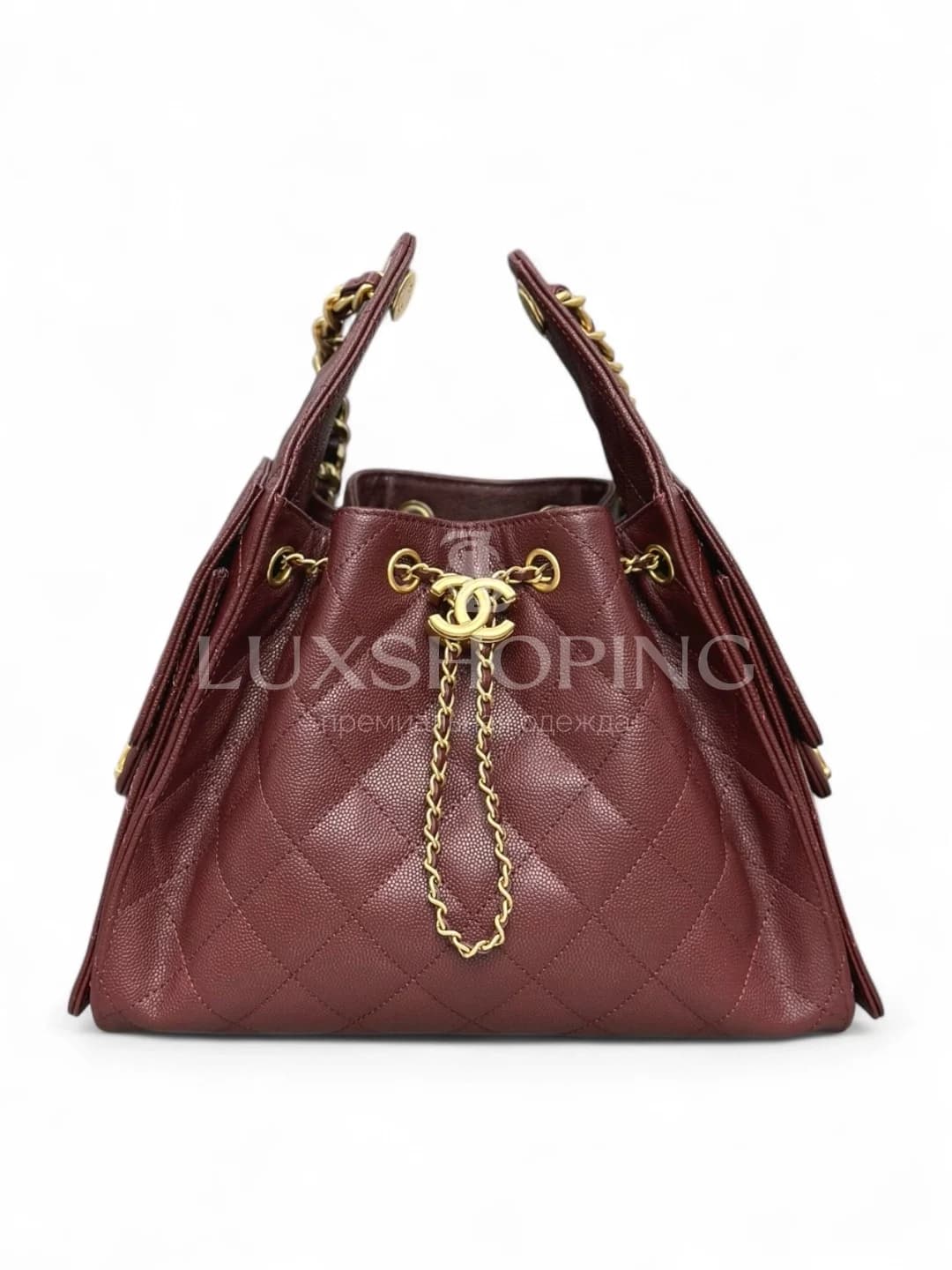 CHANEL 25C сумка-хобо 30×26×14 см бордо