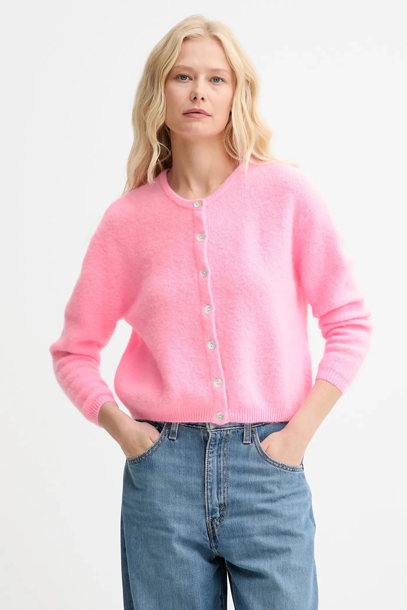 Женский кардиган из шерсти GILET ML COL ROND