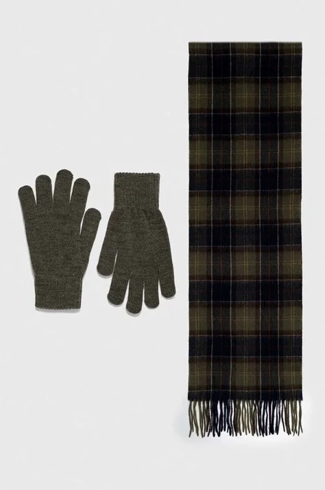 Шарф и перчатки Barbour Подарочный набор из шарфа и перчаток в клетку тартан