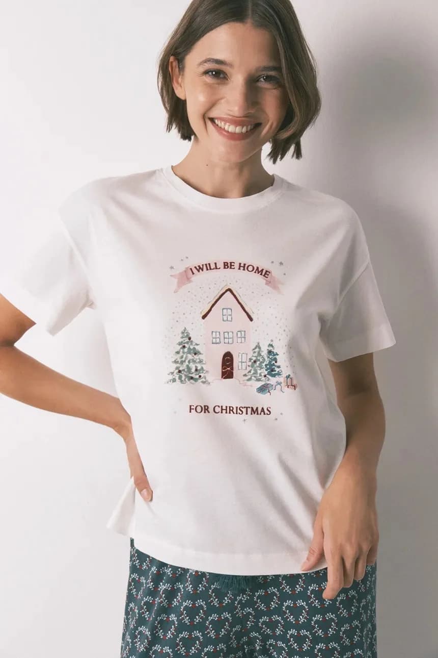 Хлопковая пижамная футболка